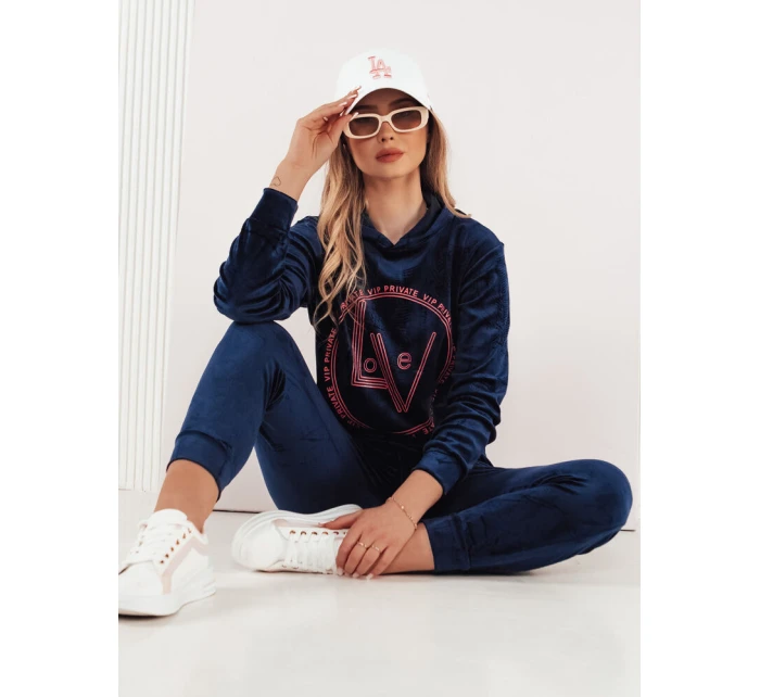 VIP PRIVATE tmavě modrý dámský velurový komplet FashionStreet AY0867 VIP PRIVATE tmavě modrý dámský velurový komplet FashionStreet AY0867
