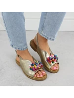 Dámské zlaté sandály s korálky Filippo DS6230