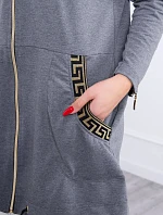 Mikina s ozdobnou páskou grafitová