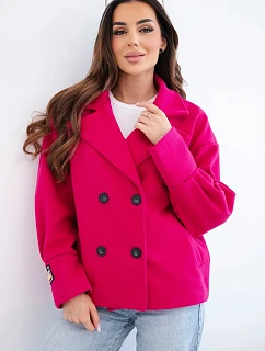 Dámská krátká dvouřadová bunda s límcem fuchsiová