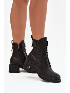 Zateplené dámské kotníkové boty z pravé kůže na klínku Vinceza 66819 Černé