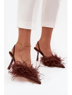 Lodičky s a otevřenou patou čokoládové model 21715217 - Boto