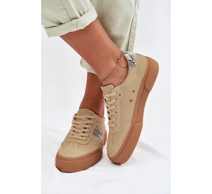 Dámské tenisky s kůží Big Star Béžové model 22042750 - Big Star Shoes