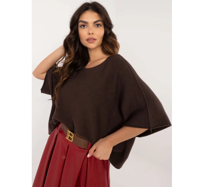 Sweter IT SW model 21877691 ciemny brązowy - FPrice Sweter IT SW model 21877691 ciemny brązowy - FPrice