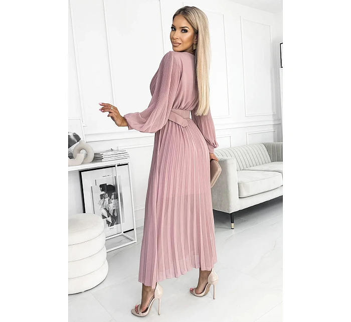 Plisované šaty 414-2 KLARA starorůžové - Numoco