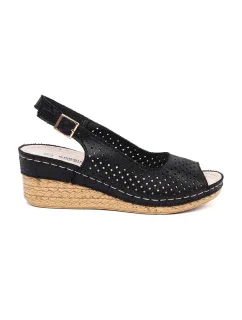 Stylové  sandály černé dámské na klínku