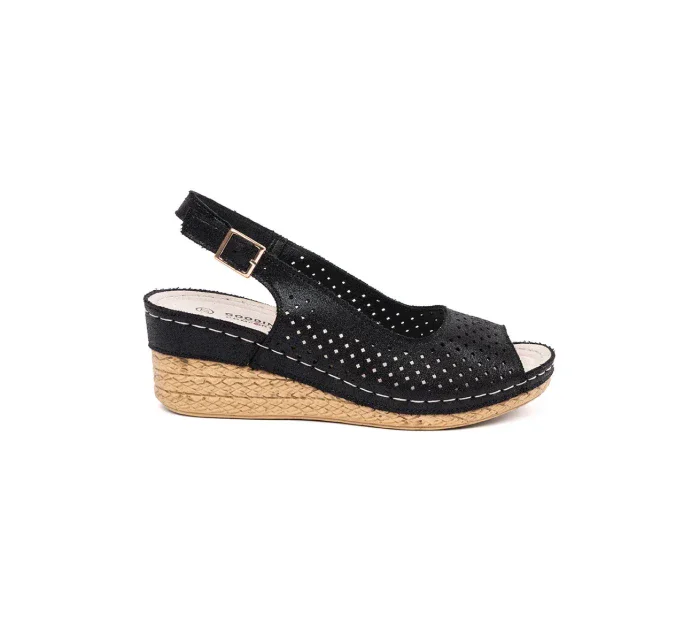 Stylové  sandály černé dámské na klínku