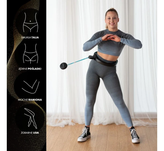 MAGNETICKÝ HULA HOP SET ČERNÝ/TYRKYSOVÝ HHM17 S POČÍTADLEM HMS + ZEŠTÍHLUJÍCÍ PÁS BR163 ČERVENÝ