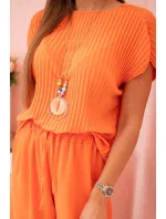 Viskózový komplet plisovaná halenka + kalhoty model 21961205 - K-Fashion Viskózový komplet plisovaná halenka + kalhoty model 21961205 - K-Fashion