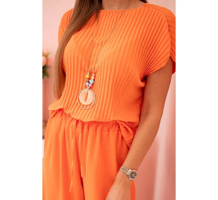 Viskózový komplet plisovaná halenka + kalhoty model 21961205 - K-Fashion Viskózový komplet plisovaná halenka + kalhoty model 21961205 - K-Fashion