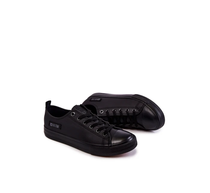 Pánské nízké kožené tenisky Big Star KK174009 Černá