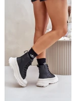 Kožené Zateplené Tenisky Na Masivní Platformě Big Star model 21676148 Černé - Big Star Shoes Kožené Zateplené Tenisky Na Masivní Platformě Big Star model 21676148 Černé - Big Star Shoes