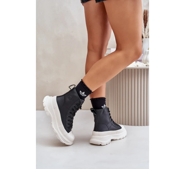 Kožené Zateplené Tenisky Na Masivní Platformě Big Star model 21676148 Černé - Big Star Shoes Kožené Zateplené Tenisky Na Masivní Platformě Big Star model 21676148 Černé - Big Star Shoes