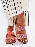 Dámské Pantofle S Přezkami A Leskem Oranžové S.Barski RB51-006