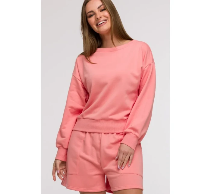 model 21047186 Mikina s otevřenými zády korálová - BeWear model 21047186 Mikina s otevřenými zády korálová - BeWear