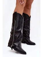Dámské kotníkové kozačky kovbojky na podpatku Palira – černé, eko kůže Dámské kotníkové kozačky kovbojky na podpatku Palira – černé, eko kůže