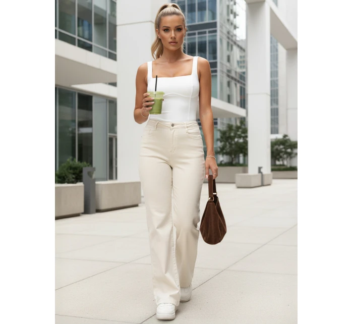 Jeansy damskie z  ecru model 22038494 - FashionStreet