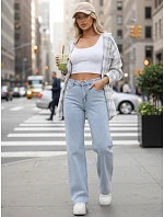 Dámské džíny se širokými nohavicemi světle modré FashionStreet UY2952