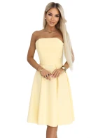 rozšířené midi šaty s páskem pastelově žluté model 22017316 - numoco rozšířené midi šaty s páskem pastelově žluté model 22017316 - numoco