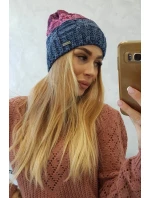Fleecová čepice Dolores K303 denim+růžová+tmavě fialová Fleecová čepice Dolores K303 denim+růžová+tmavě fialová