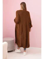 Svetr dlouhý kardigan tmavý velbloud