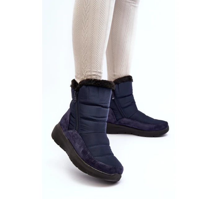 Dámské zimní boty s kožešinou modré model 21644841 - Boto Dámské zimní boty s kožešinou modré model 21644841 - Boto