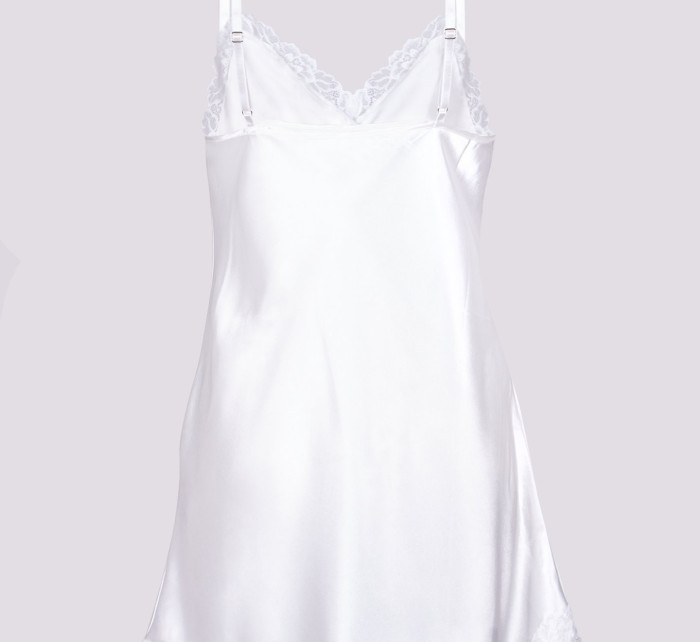 Yoclub Dámská saténová noční košile PIS-0012K-3400 White