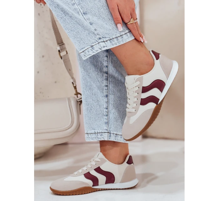 FashionStreet dámské béžovo-bordó tenisky ZY0779