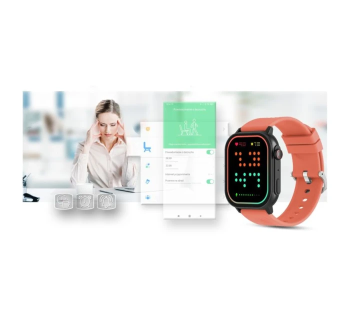 Chytré hodinky Gravity GT15-3 Červený silikonový řemínek + černý náramek