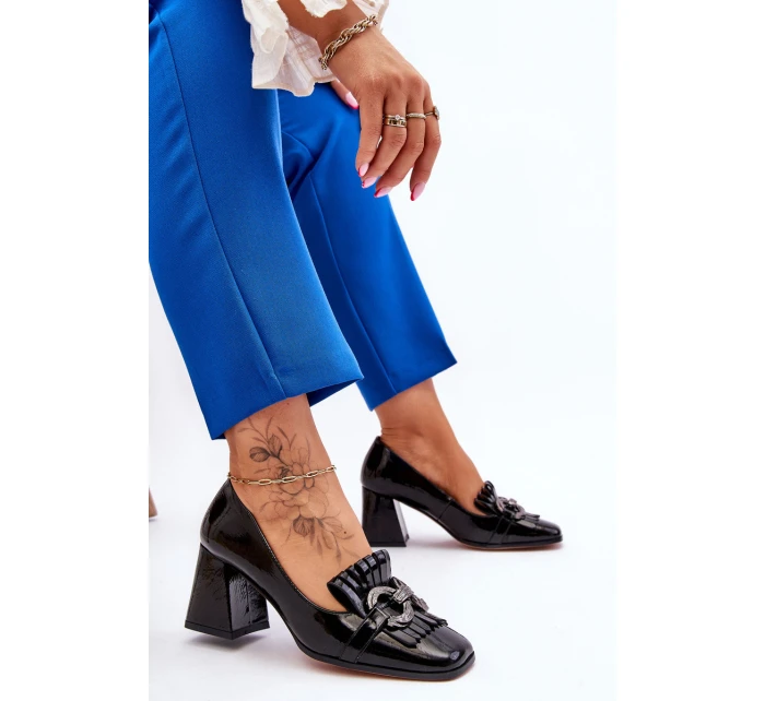 Pohodlné lodičky z lakované kůže černé model 21611385 - S.Barski