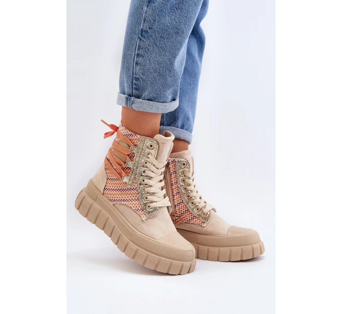 Vysoké Semišové Tenisky Bežové model 21650673 - Boto Vysoké Semišové Tenisky Bežové model 21650673 - Boto