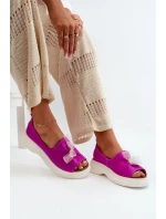 Zazoo 2939 Semišové Dámské Sandály S Mašlí Fuchsie