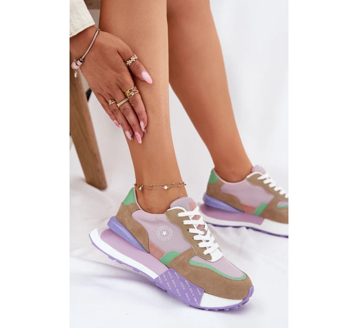 Semišové Dámské Tenisky Na Platformě Big Star RR274815 HI-POLY SYSTEM Růžové