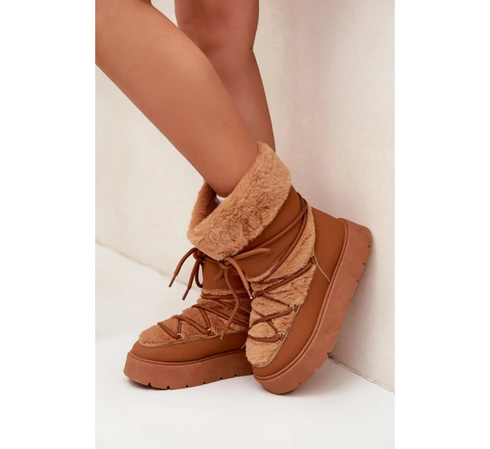 Dámské Sněhule S Kožíškem A Šněrováním Na Platformě Camel model 21705604 - Boto Dámské Sněhule S Kožíškem A Šněrováním Na Platformě Camel model 21705604 - Boto