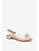 Průhledné sandály na nízkém podpatku s ozdobnými detaily D&A MR52-229 Zlaté