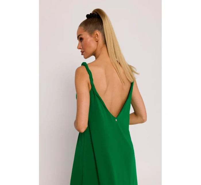 M791 Maxi šaty s hlubokým výstřihem do V - zelené