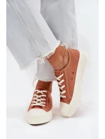 Dámské plátěné tenisky na platformě Big Star – oranžové Dámské plátěné tenisky na platformě Big Star – oranžové