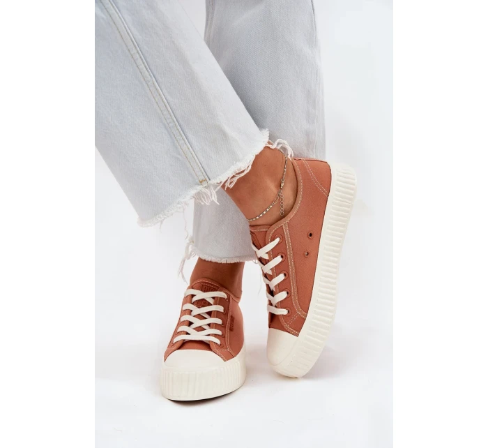 Dámské plátěné tenisky na platformě Big Star – oranžové Dámské plátěné tenisky na platformě Big Star – oranžové