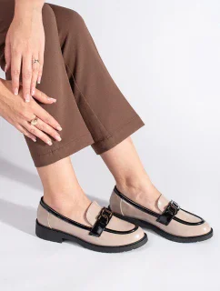 Exkluzívní dámské mokasíny hnědé na plochém podpatku