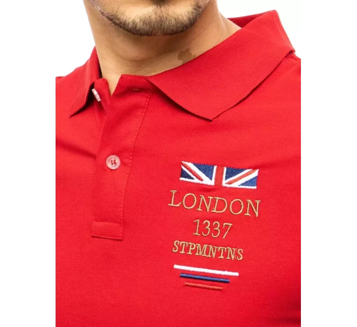 FashionStreet červené vyšívané polo tričko PX0432