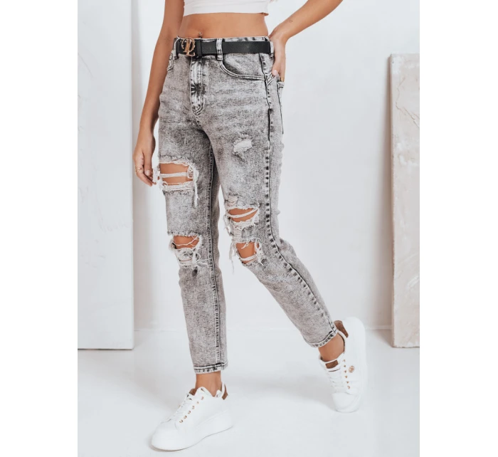 Dámské push up džíny s dírami šedé FashionStreet UY2780