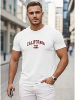Pánské bavlněné tričko s potiskem „California“, bílé, FashionStreet NX5140R Pánské bavlněné tričko s potiskem „California“, bílé, FashionStreet NX5140R