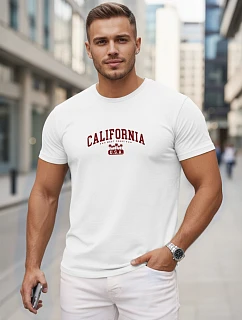 Tshirt męski bawełniany z nadrukiem California biały model 22316149 - FashionStreet