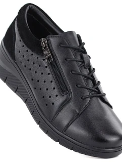 Dámské kožené polobotky na podpatku černé model 22060100 - VINCEZA