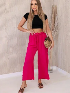 Kalhoty s širokým pasem fuchsie