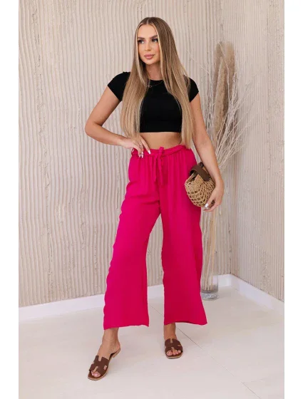 Kalhoty s širokým pasem fuchsie Kalhoty s širokým pasem fuchsie