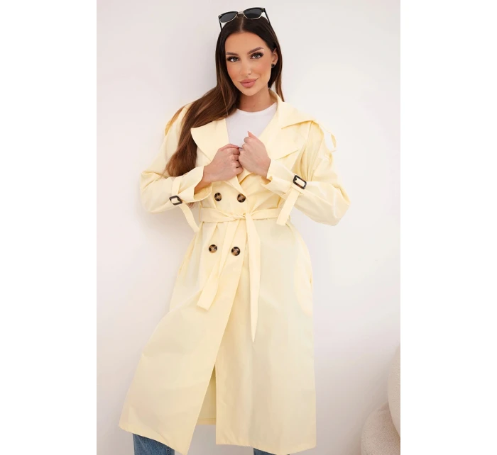 Dámský kabát v pase s límcem žlutý