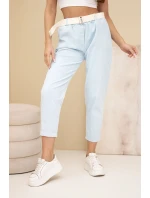 Dámské model 22010138 kalhoty s páskem modré - K-Fashion