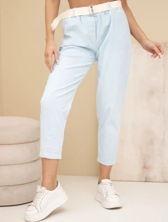 Dámské model 22010138 kalhoty s páskem modré - K-Fashion