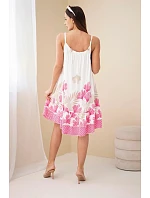 Dámské šaty na ramínka s potiskem fuchsiová